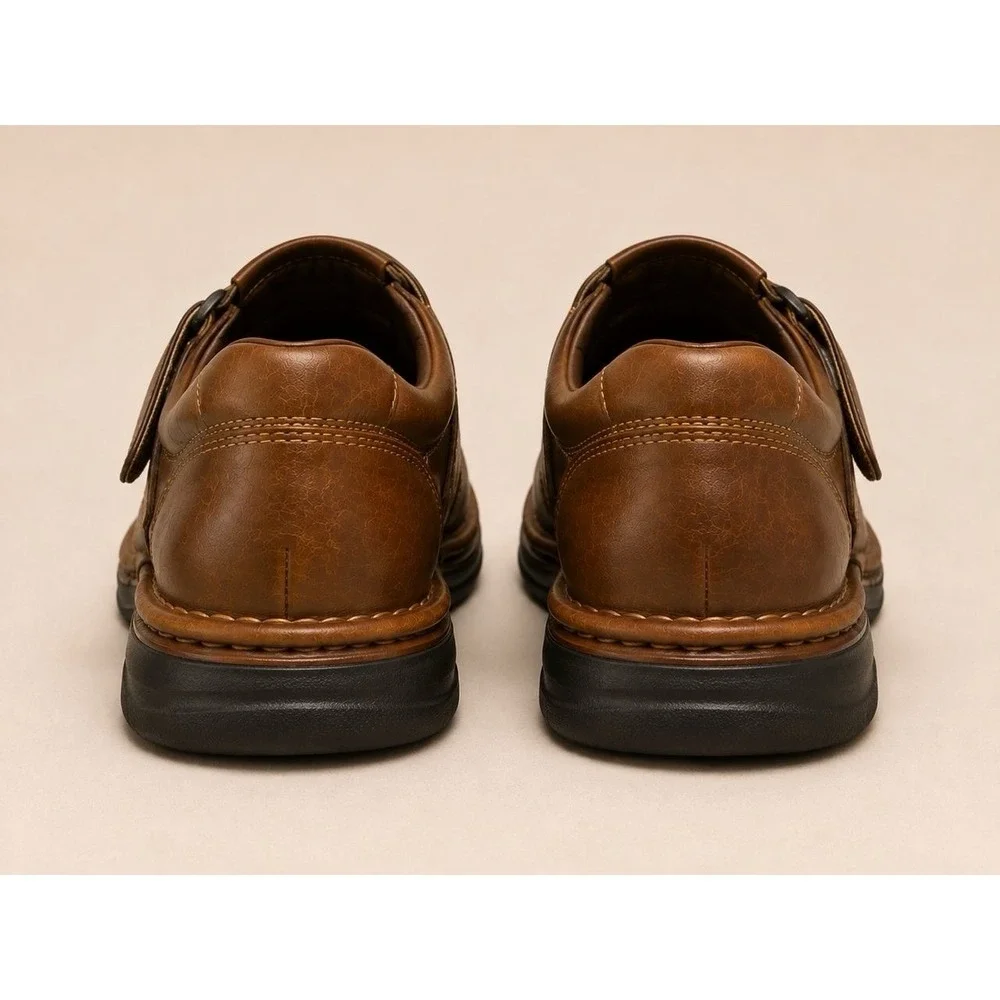 Alfani Men's Size 10 Brown Leather Fisherman Sandals and Comfort Slip-On